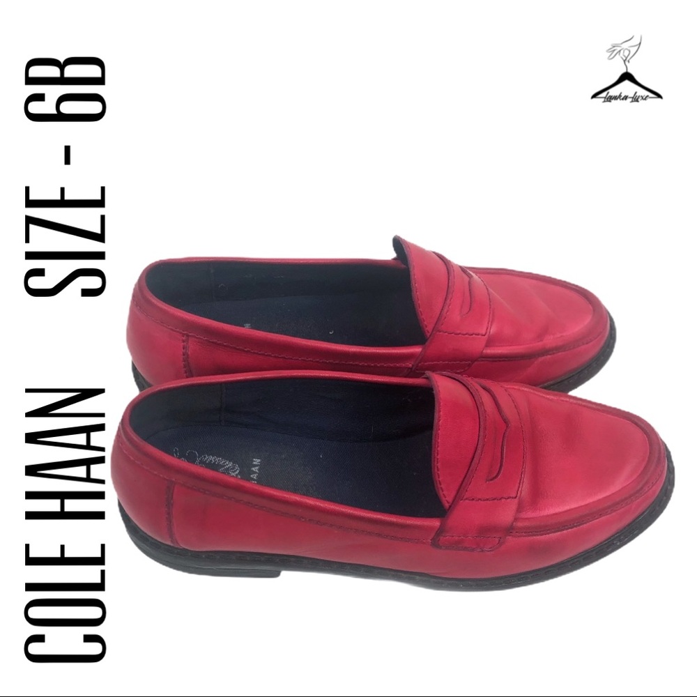 Cole Haan Pinch Campus Penny Round Toe Red Loafers